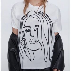 ZARA WHITE GRAPHIC TEE